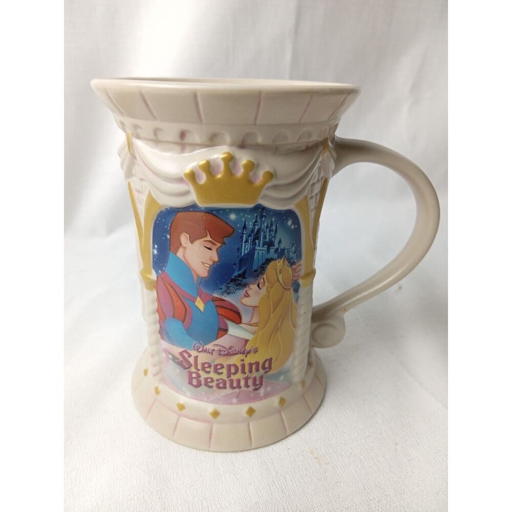 Disney Store Sleeping Beauty Princess Aurora Prince Phillip Ceramic Mug 5.5"